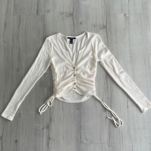 FINAL SALE - Forever 21 Cream Long Sleeve Long Crop - Size S NWOT